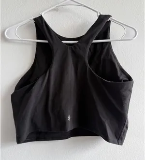 Athleta Conscious Crop Top Black High Neck Racerback Sports Bra Tank 465644 M thumbnail 1