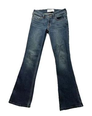 Hollister Womens Low-Rise Boot Jeans 2R W26 Regular Blue Floral Embroidered thumbnail 1