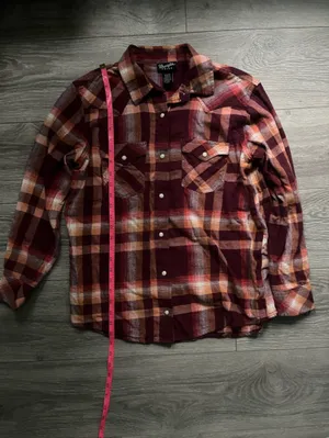 Wrangler Retro Orange Maroon Cotton Pearl Snap Cowgirl Western Fall Flannel M thumbnail 6