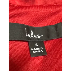 Lulus Women Red Silk Satin Long Puff Sleeve Square Neck Mini Sheath Dress Size S thumbnail 4