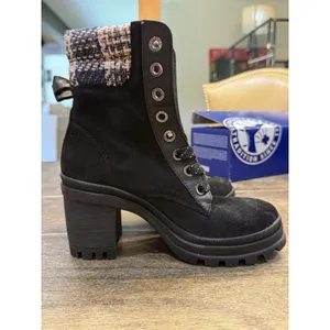 Veronica Beard Westport water resistant biker Combat boots size 5 Black Suede thumbnail 3