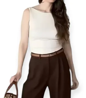 NWT OGL Elastic Open Back Bra Tank Top Plantive Size Small Gardenia Beige thumbnail 1