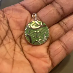 Silver and green locket. Double CC design. New. thumbnail 1