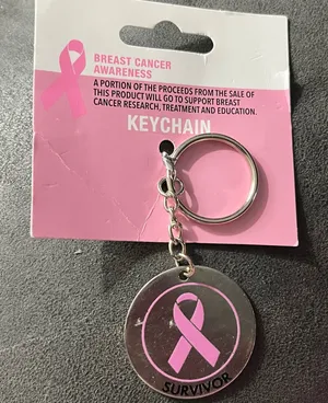 New Pink Ribbon Breast Cancer Awareness KEY CHAIN Charm Survivor Cure thumbnail 1