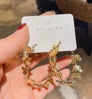 18K Gold Plated Gold Butterfly Hoop Earrings for Women thumbnail 1