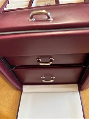 Classic Burgundy Jewelry Case with Top Handle thumbnail 7