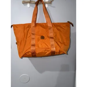 BRIC'S $210 Large‎ X Travel Deluxe Weekender Duffle Bag Orange Nylon Leather 22" thumbnail 2