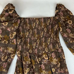 Wilfred size small grace midi sun dress brown white floral square neck boho thumbnail 8