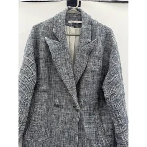 Veronica‎ Beard Fiona Coat Women's Medium Blue Multi Plaid Long Wool Blend Fall thumbnail 4