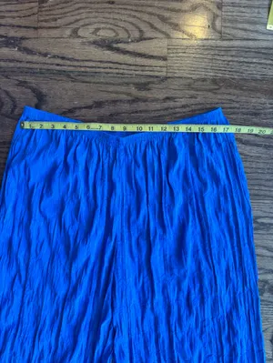 NWT VRG GRL 16 XL Raya High Waisted Wide Leg Crinkled Chiffon Blue Pants Preppy thumbnail 5