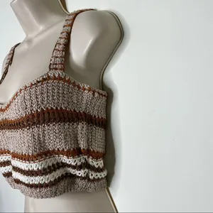 Zara Knit Crochet Crop Top Brown Tan Size S thumbnail 5