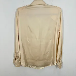 ASTR THE LABEL Cream Silk Satin Button Down Shirt Blouse Shoulder Pad Top XS NWT thumbnail 12