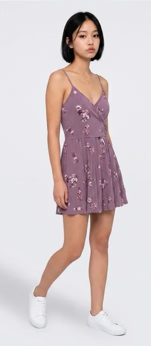 Garage Mauve Floral Spaghetti-Strap Romper thumbnail 1