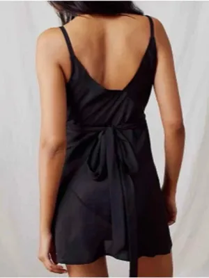 NWT Free People Like Me or Love Me Black Wrap Mini Slip Dress Size Small thumbnail 2