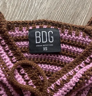 BDG Urban Outfitters Pink and Brown Crochet Top thumbnail 3