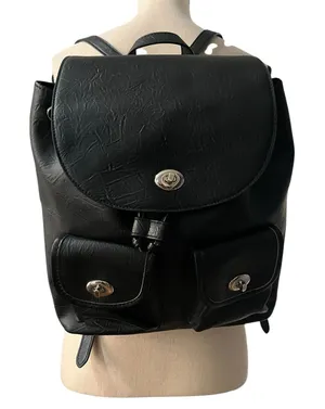 Vism Women's Black Faux Leather Concealed Carry Self Defense Backpack Safety thumbnail 1