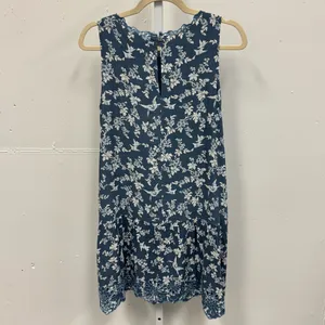 LOFT Bird Novelty Print Shift‎ Mini Dress Blue White XS thumbnail 2