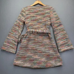 Revolve Majorelle XS Multicolor Metallic Lurex Wrap Mini Dress Long‎ Bell Sleeve thumbnail 7