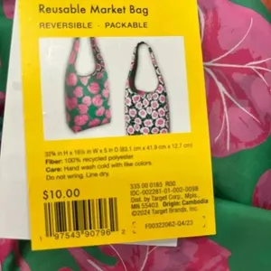 NWT DVF Diane von Furstenberg x Target Poppy Geranium Reversible Reusable Bag thumbnail 7