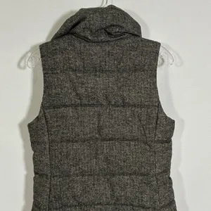 Old Navy Womens Gray Herringbone Puffer Vest Wool Blend Funnel Neck Small thumbnail 9