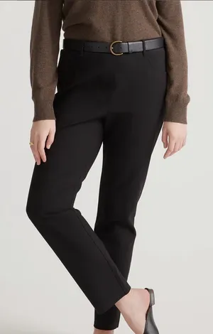 Quince Ultra-Stretch Ponte Straight Leg 4-Pocket Pull-On Pants Black Size Large thumbnail 1