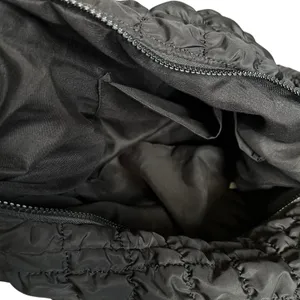 Black Quilted Puffer Shoulder Crossbody Hobo Bag thumbnail 11
