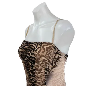 AFRM Amara Power Mesh Ruched Ombre Animal Print Midi Tank Sheath Bodycon Dress M thumbnail 3