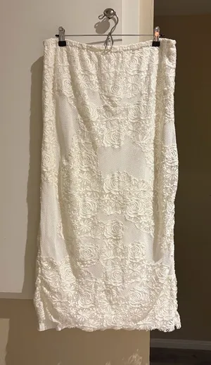 Free People white Lace maxi Skirt, fully lined thumbnail 1