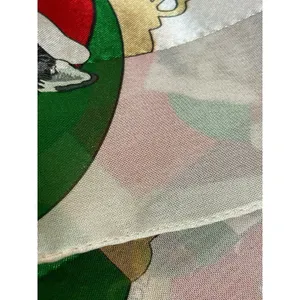Cute VTG Christmas Cat Scarf Satin Feel Polyester Holiday Kittens Ornaments thumbnail 4