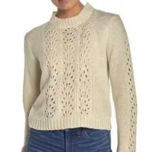 NWT Woven Heart Cable knit sweater thumbnail 1