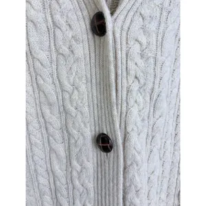 Fisherman Cable Knit Wool Cashmere Long Cardigan Cream Duluth Trading Co L thumbnail 4
