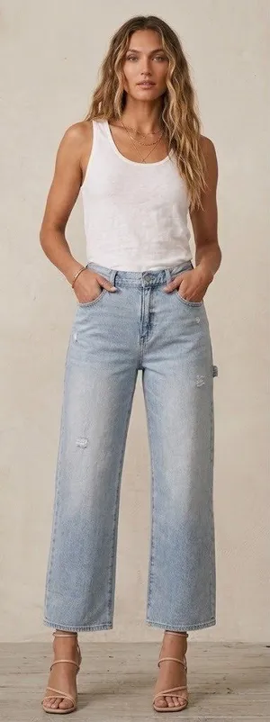 Pistola Dylan Carpenter Jeans Size 26 Wide Leg Baggy Light Wash Denim Utility thumbnail 1