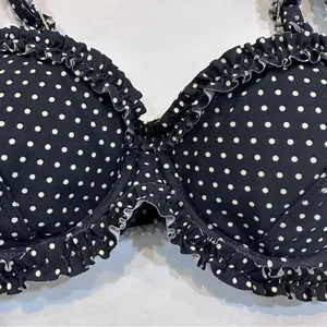 Tory Burch Polka Dot Underwire Bikini Swim Top Navy Blue‎ Size XS thumbnail 6