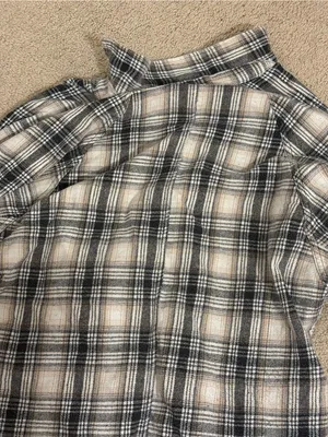 Urban Outfitters BDG Vintage Flannel Neutral Grey and Cream Stripe Colorway thumbnail 5