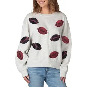 Chicka-d Women's Medium Ash Grey Sweatshirt Sequin Football Gameday thumbnail 2