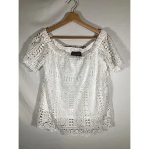 ANTHROPOLOGIE Sunday in Brooklyn‎ Eyelet Top White Romantic Cottagecore Small thumbnail 2