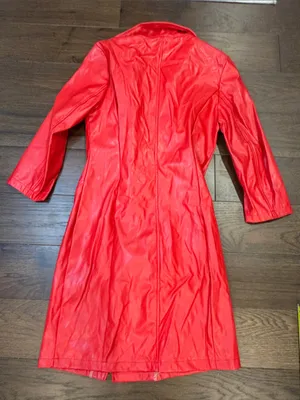 Fashion Emoji Red Button-Front Faux Leather Dress/Coat Medium - C27-107 thumbnail 8