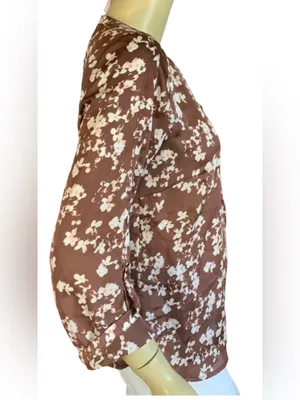 The Limited Brown And Pink Floral Print Satin 3/4 Sleeve Tunic (S) thumbnail 5
