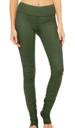 ALO YOGA Idol‎ Ruched Legging Green Medium thumbnail 1