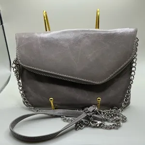 A Rare HOBO International Gray Distressed Leather Clutch/ Shoulder Crossbody Bag thumbnail 1