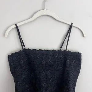 Y2k‎ Black Ferocious Chik Square Neckline Sheer Floral Lace Tank Top thumbnail 4