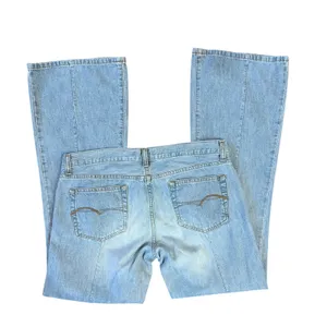 Vintage American Eagle Y2K Flare Jeans Women's 10 Low Rise Seamed Light Wash thumbnail 4