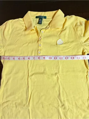 Lauren Ralph Lauren Vintage Women's Yellow Preppy Embroidered‎ Crest Polo Size M thumbnail 6