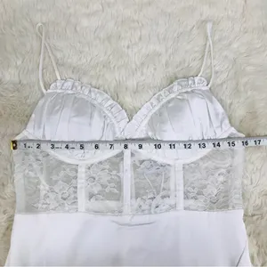 SELFIE LESLIE Trophy White Lace Bustier Midi Dress Corset Sheer Thigh Slit Large thumbnail 14