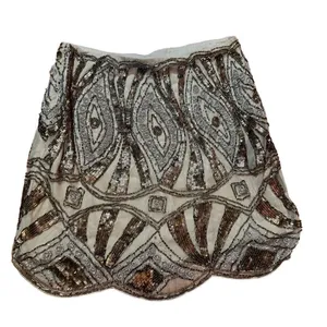 Free People Daydreaming Embellished Mini Beaded Skirt Antique Gold‎ Sz 0 thumbnail 9