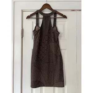 Free People Brown Geometric‎ Textured Racerback Mini Dress XS TP Sleeveless Boho thumbnail 3