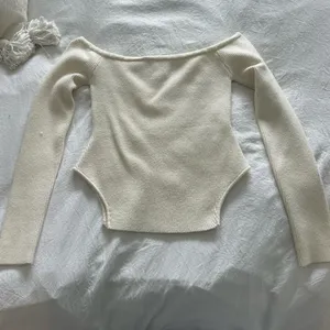 cream knit off the shoulder top thumbnail 1