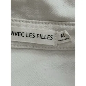 Avec Les Filles‎ Denim Utility Romper Size Medium White Belted Short Sleeve thumbnail 2