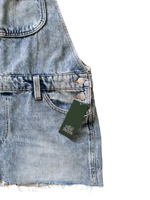 NWT Wild Fable Light Wash Denim Mini Skirtall Overall Dress thumbnail 10
