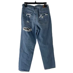 American Eagle Women's Size 8 Mom Plaid Patch‎ Distressed Straight Jeans thumbnail 6